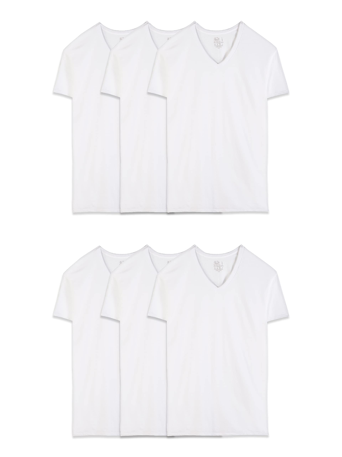 6 Pack Mens Eversoft 100% Cotton Stay Tucked V-neck T-Shirt,Medium White