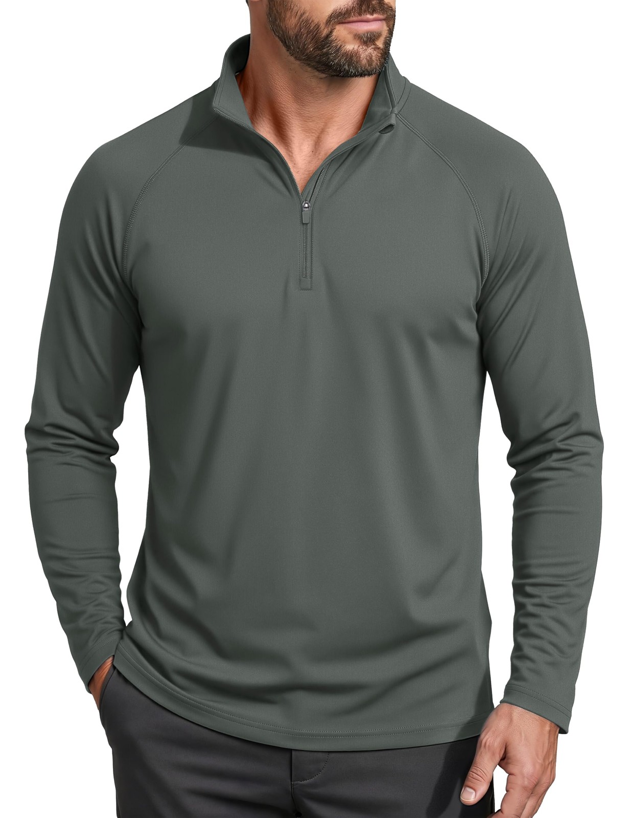 Hiking Shirts for Men Summer Sun Protective Quarter Zip Pullover for Men Rash…