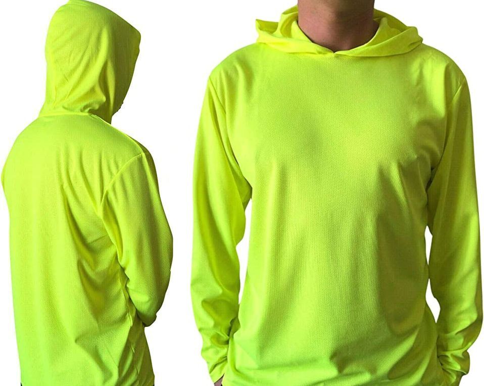 6 Pack Mens Hi Visibility Long Sleeve Hooded T-Shirt Hoodie Safety Wear SM-3X