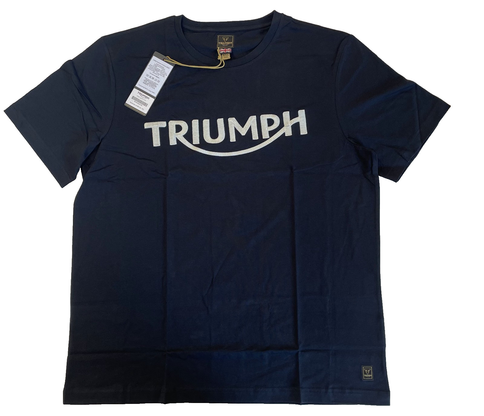 Triumph Bamburgh T Shirt Mens 2XL Jet Black Cotton Embroidered Logo Everyday