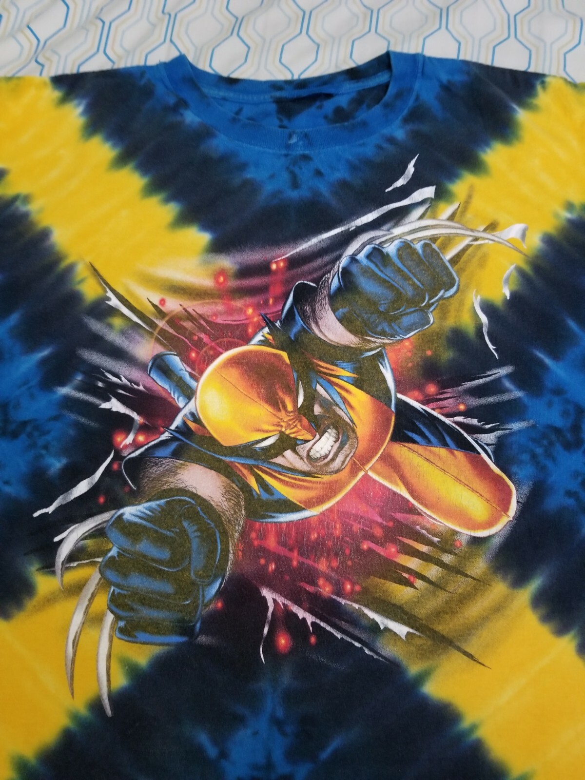 Vintage Universal Studios Marvel X-Men Wolverine T Shirt Tie Dye Island Medium