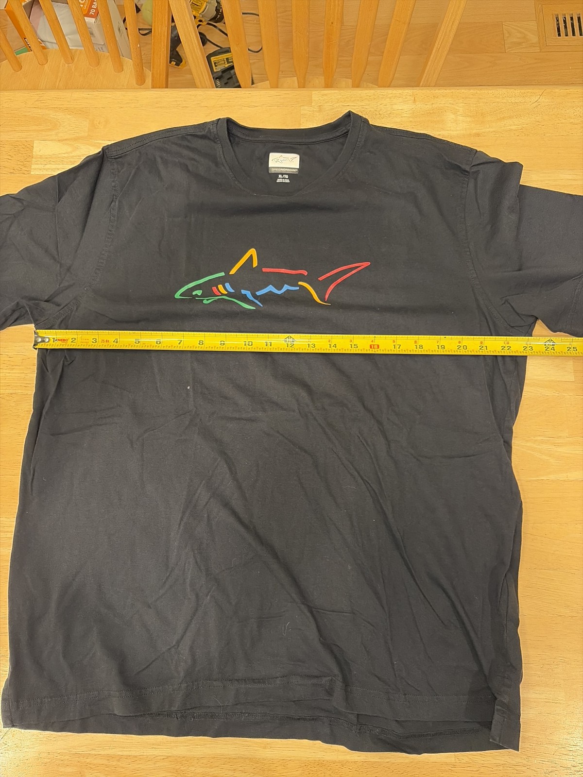 Greg Norman Men’s Black Graphic T-Shirt Multicolor Shark Logo XL