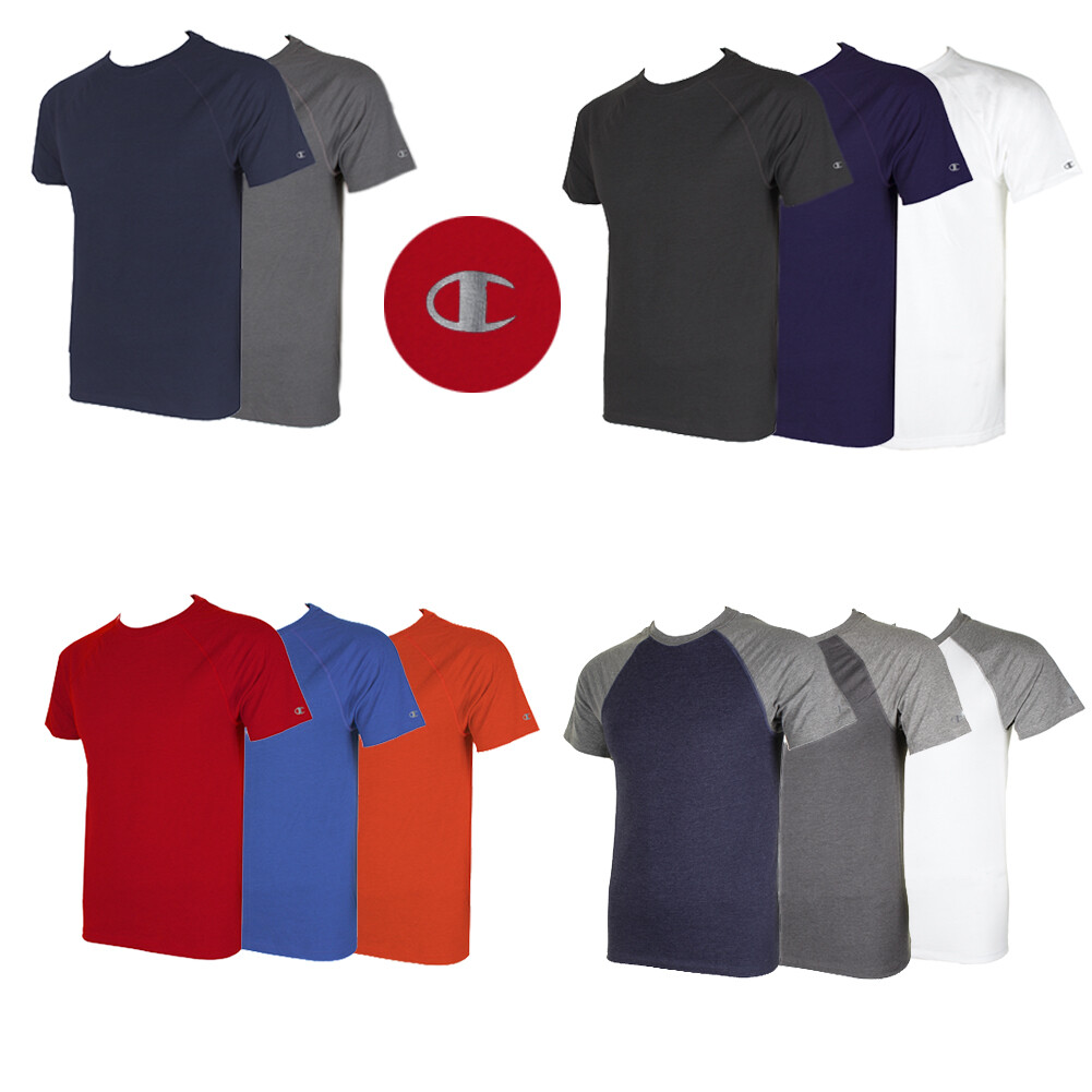 Champion Men’s Short Raglan Sleeve Crew Neck Athletic T-Shirt