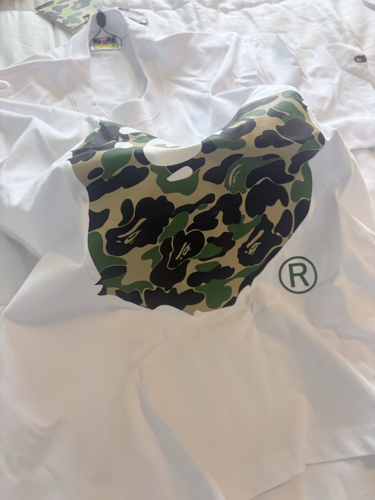 A Bathing Ape BAPE Men’s S Crew Neck Cotton Graphic Ape Head Camo Tee