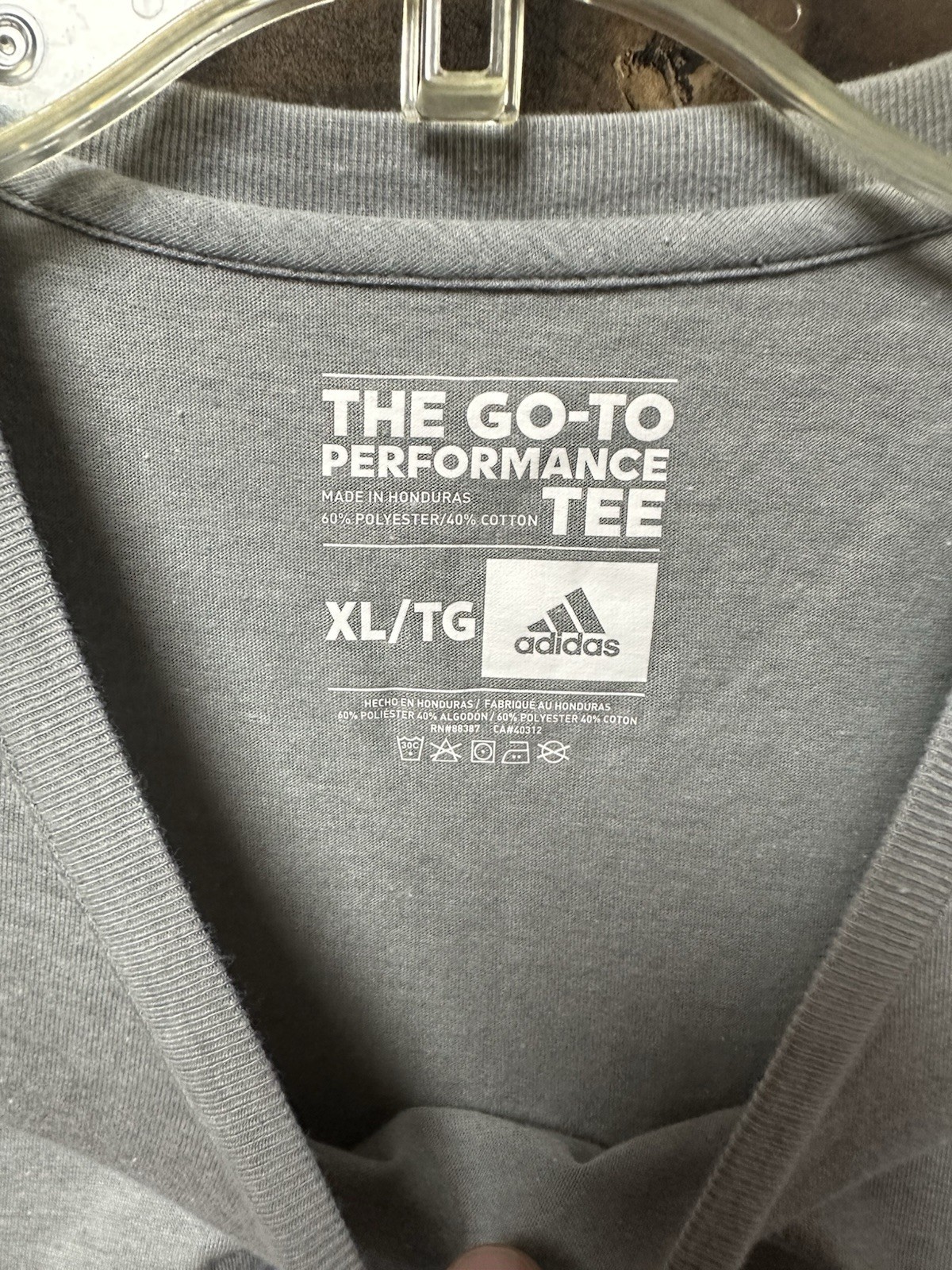 Adidas Go-To Performance Tee Men’s XL TG Gray Blue Logo Athletic T-Shirt