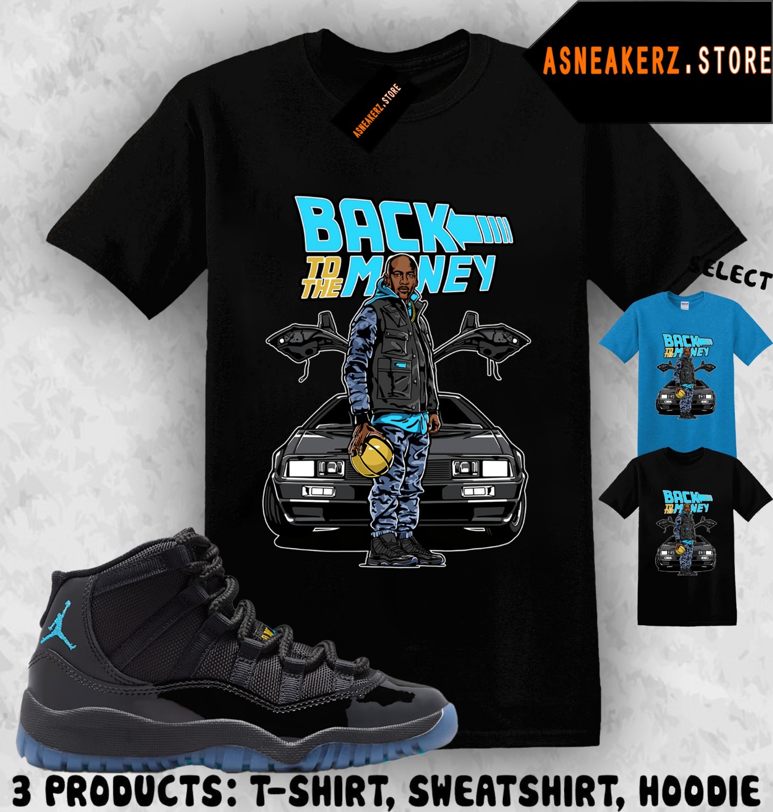 Shirt Matching AJ 11 Gamma Blue 2025 Match Sneaker MJ Back to the Money T-Shirt