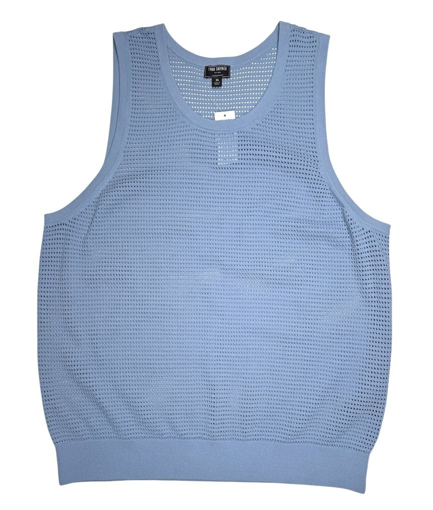Todd Snyder Luxe Mesh Tank Top Shirt Tee Steel Blue Cotton-Nylon Sz XL New $198