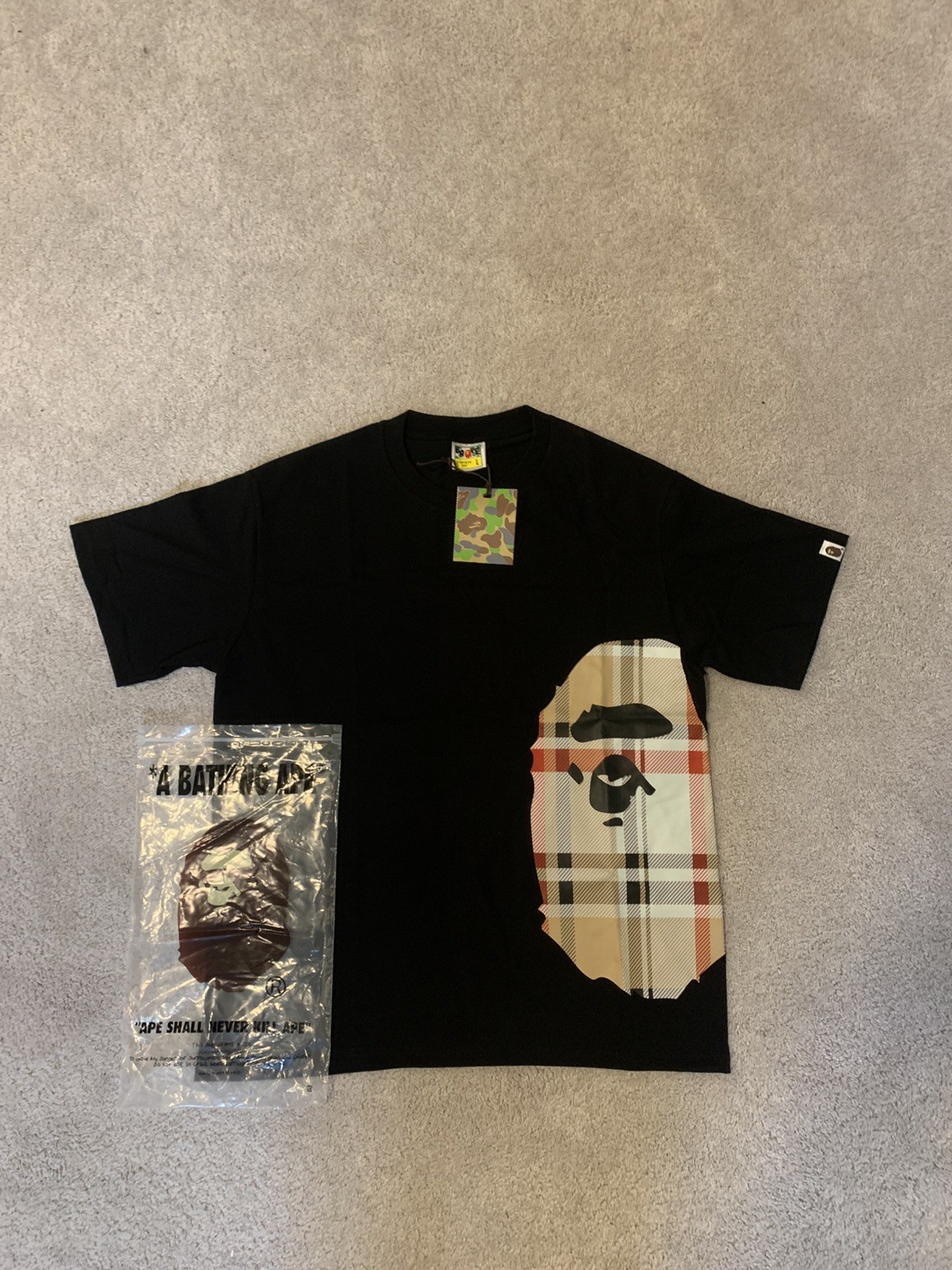 A Bathing Ape BAPE Ape Head Graphic Tee Black Men’s L Crew Neck Cotton