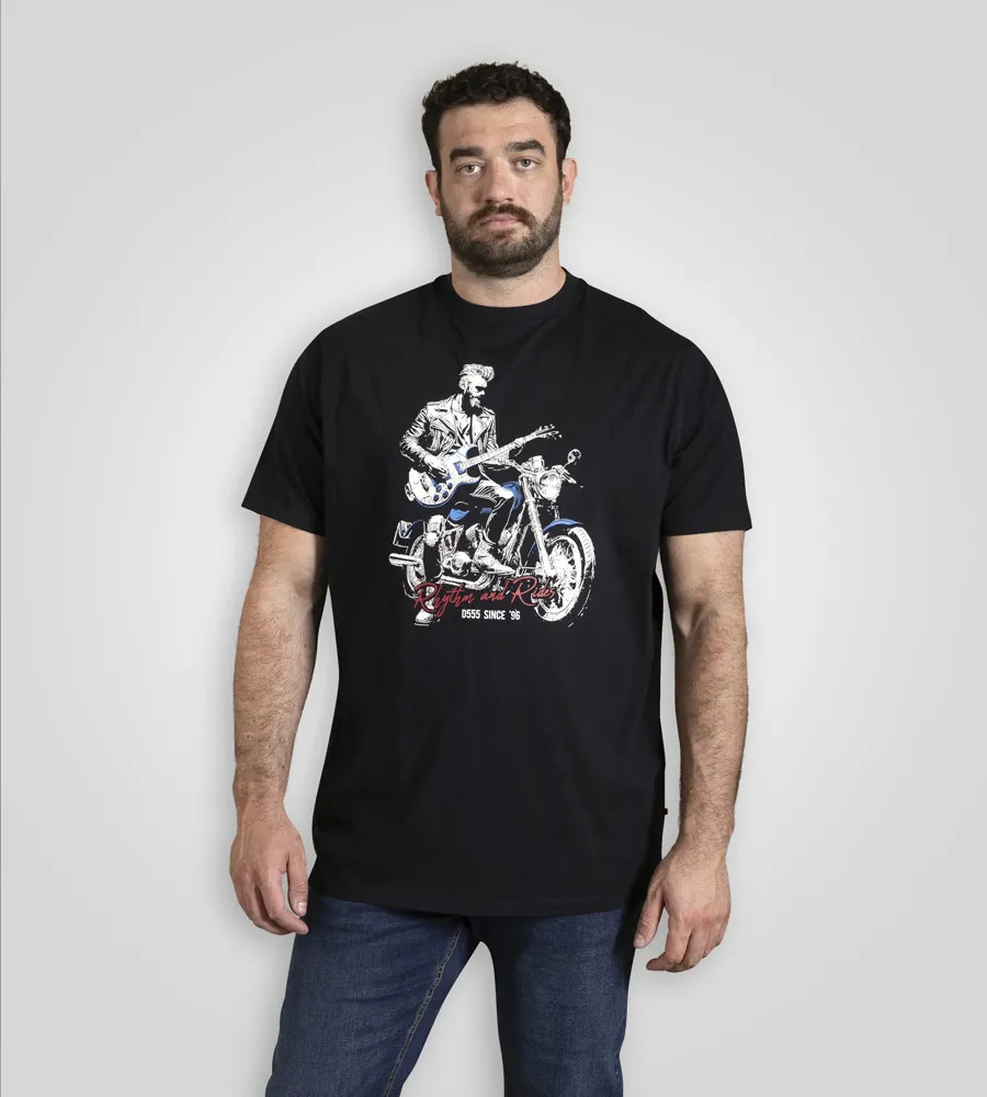 D555 Duke Big Mens T-Shirt Rhythm and Rides Motorbike Print 2XL-6XL (601808)