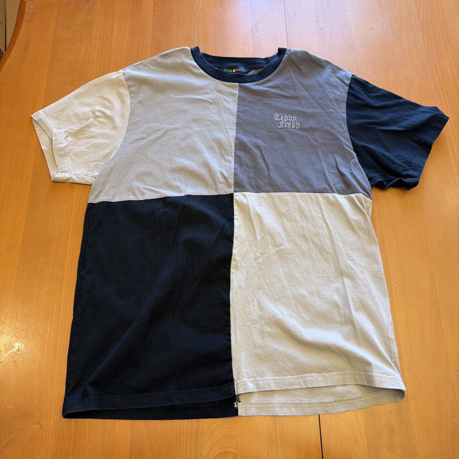 Teddy Fresh Shirt Mens XL Black Grey Sleeve Casual Color Block