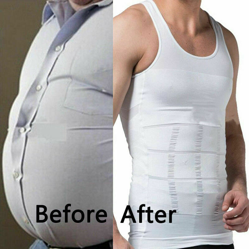 Men Slimming Body Shaper Shirt Chest Belly Tummy Control Vest Compression Tanks