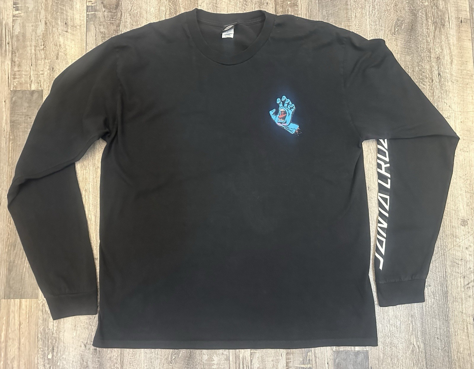 Santa Cruz Skateboards Men’s XL Screaming Hand Logo LS T Shirt Cotton Black GUC
