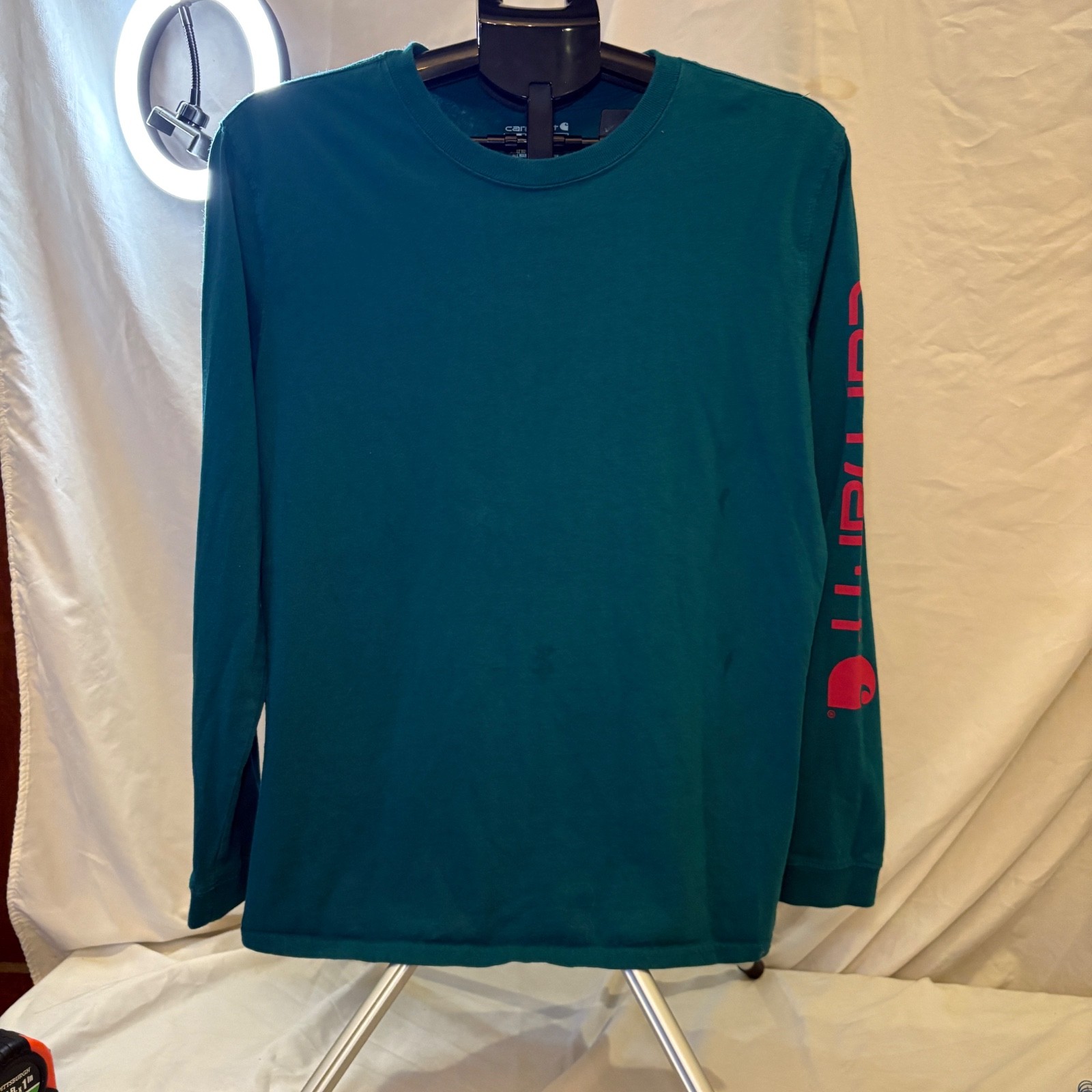 Carhartt Men’s Long Sleeve Logo Shirt Green Size M Loose Fit TK0231-W Workwear