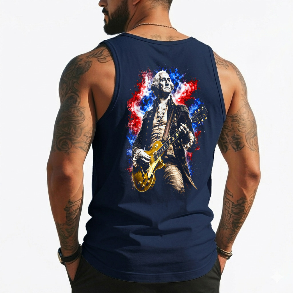 George Washington Playing Guitar (On Back) Tank Top