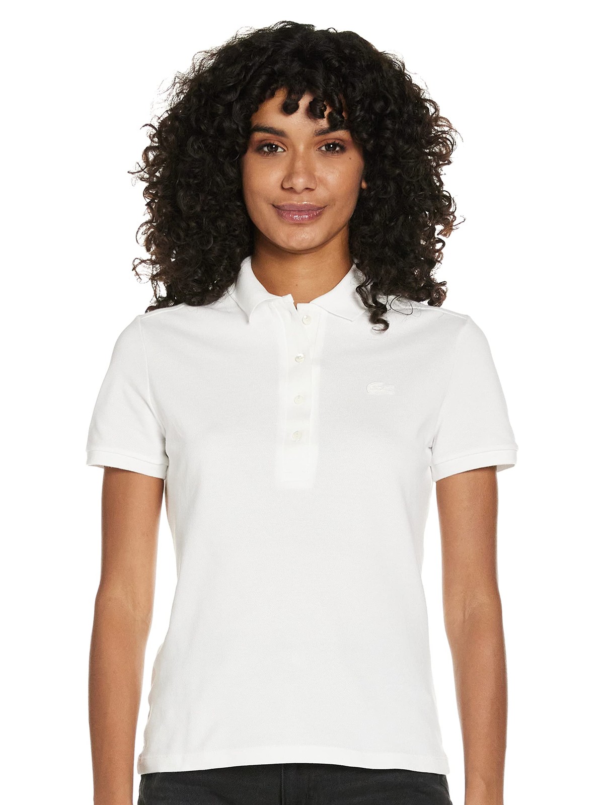 Lacoste Womens White Polo Shirt Size 40 Cotton Piqué Classic Embroidered Logo
