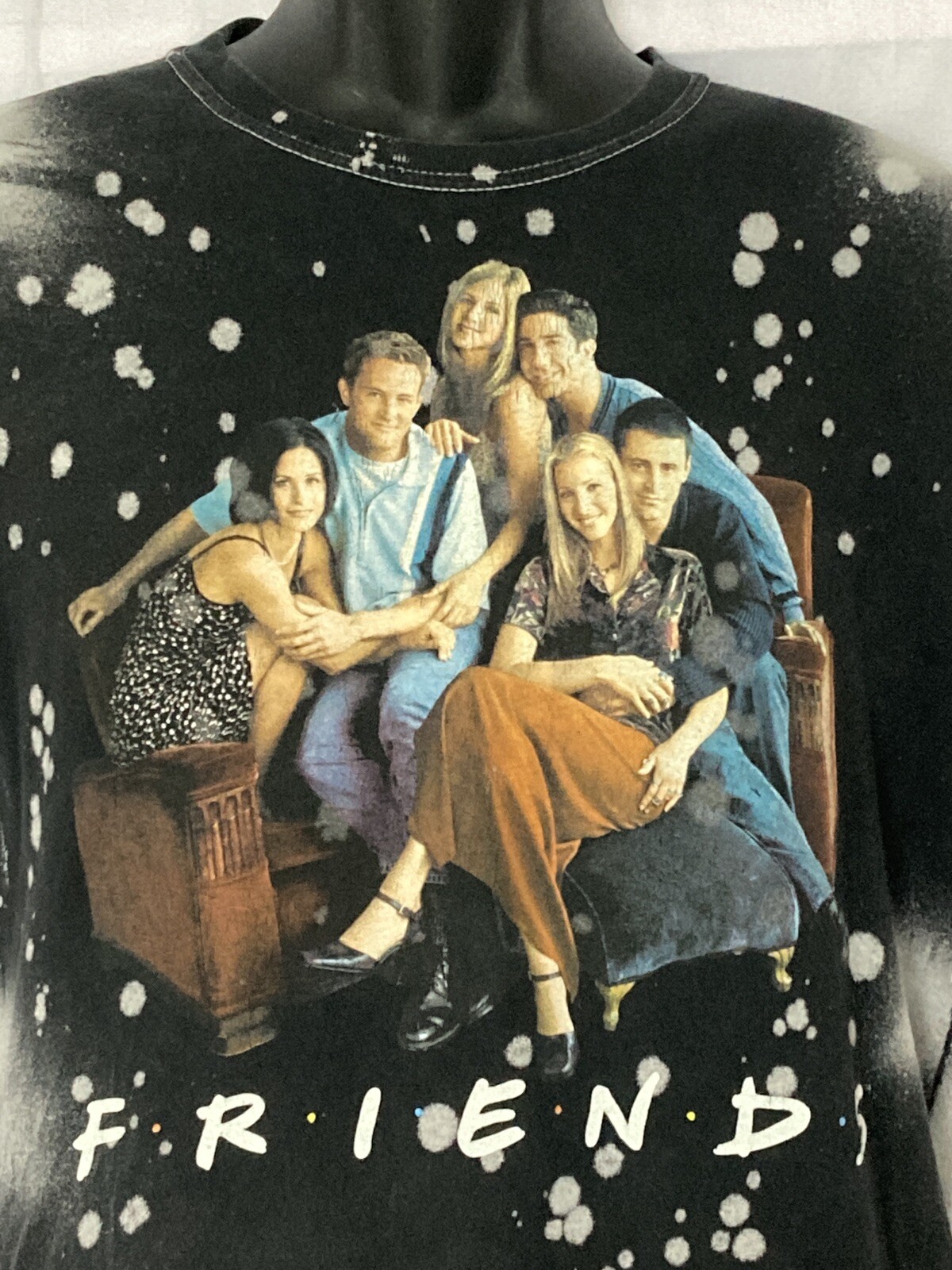 Friends TV Show Polka Dot Mens Graphic Tshirt Medium Black