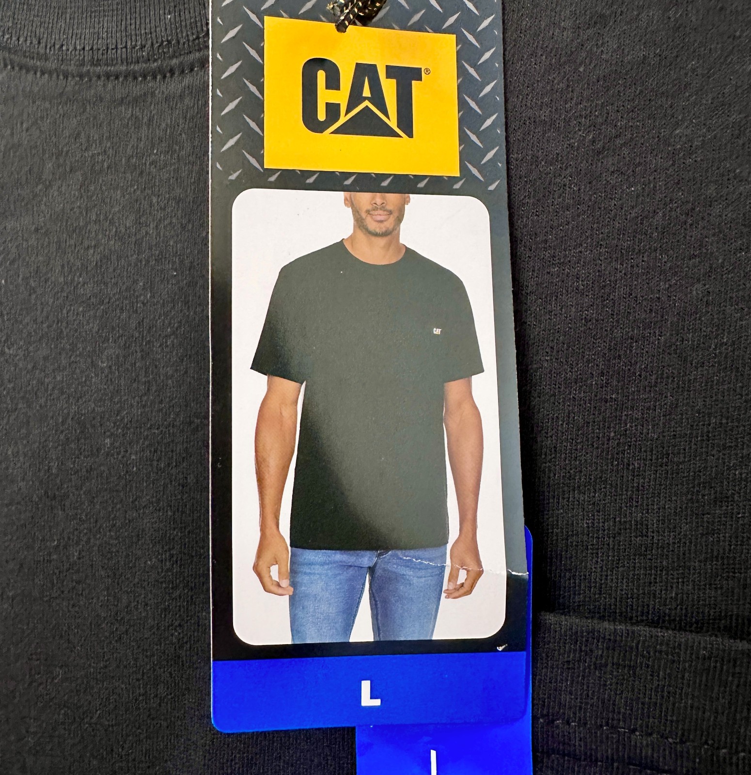 Cat Men’s Short Sleeve Crew Neck Logo Tee, Black