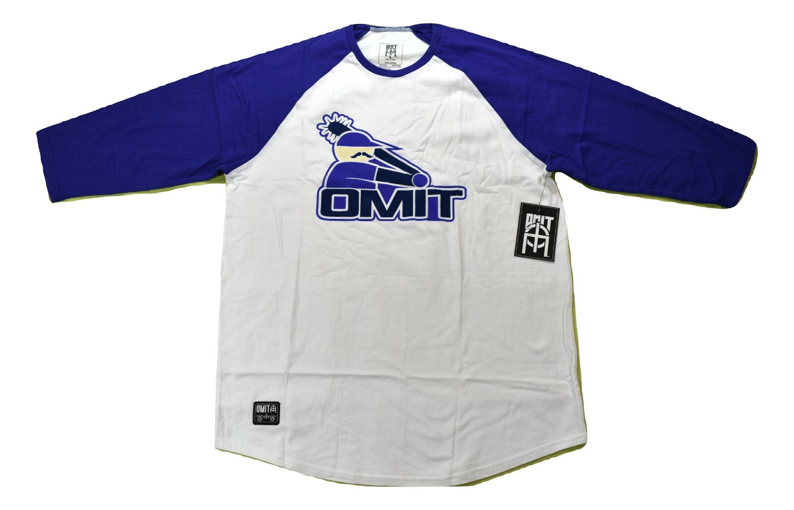 Omit Streetwear Brand Mens White Blue Black Sox Baseball Raglan Shirt New Large