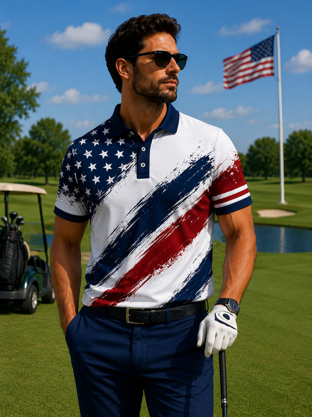 USA 250th Anniversary Golf Polo Shirt 1776-2026 American Flag Patriotic S-5XL