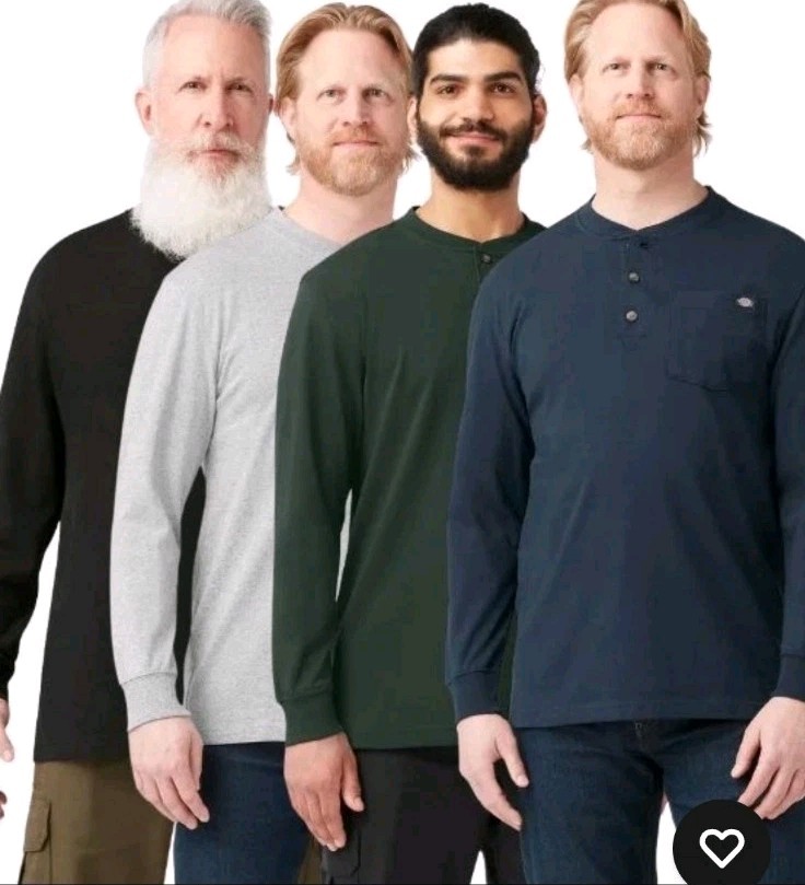 New W Tag Dickies Mens Heavyweight Long Sleeve Henley Tee T-Shirt WL451 Size L
