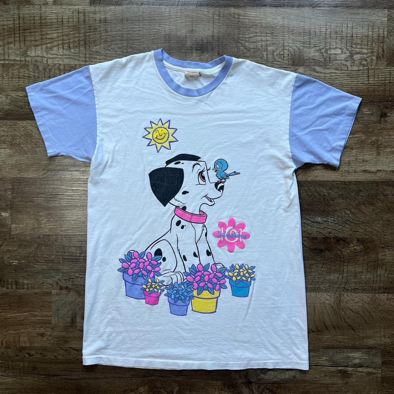 Vintage 90s Single Stitch Disney 101 Dalmatians Flowers 2-Tone Pastel T-Shirt