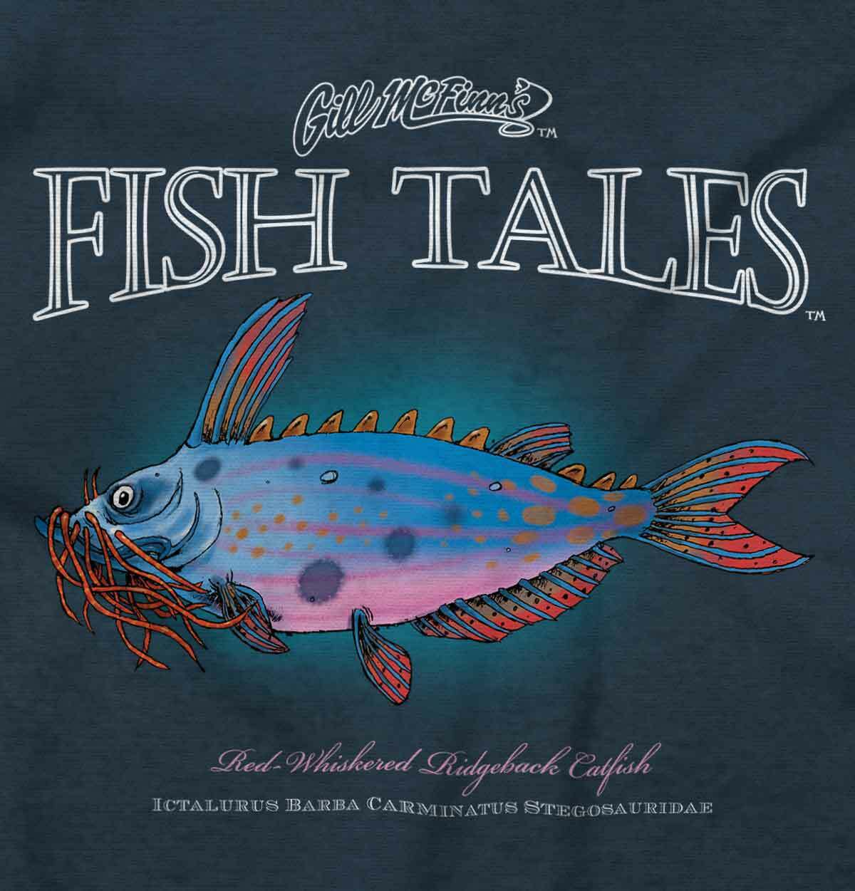 Gill McFinns Funny Catfish Outdoor Fishing Womens or Mens Crewneck T Shirt Tee