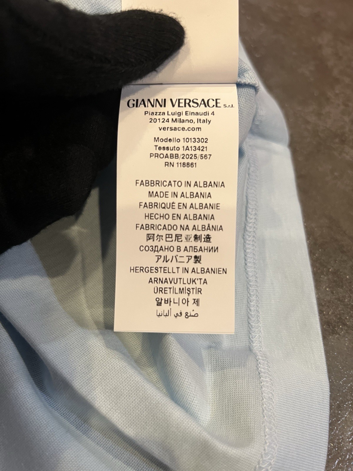 $750 RARE Versace Men’s Logo Cotton Jersey T-Shirt Pastel Blue XXL