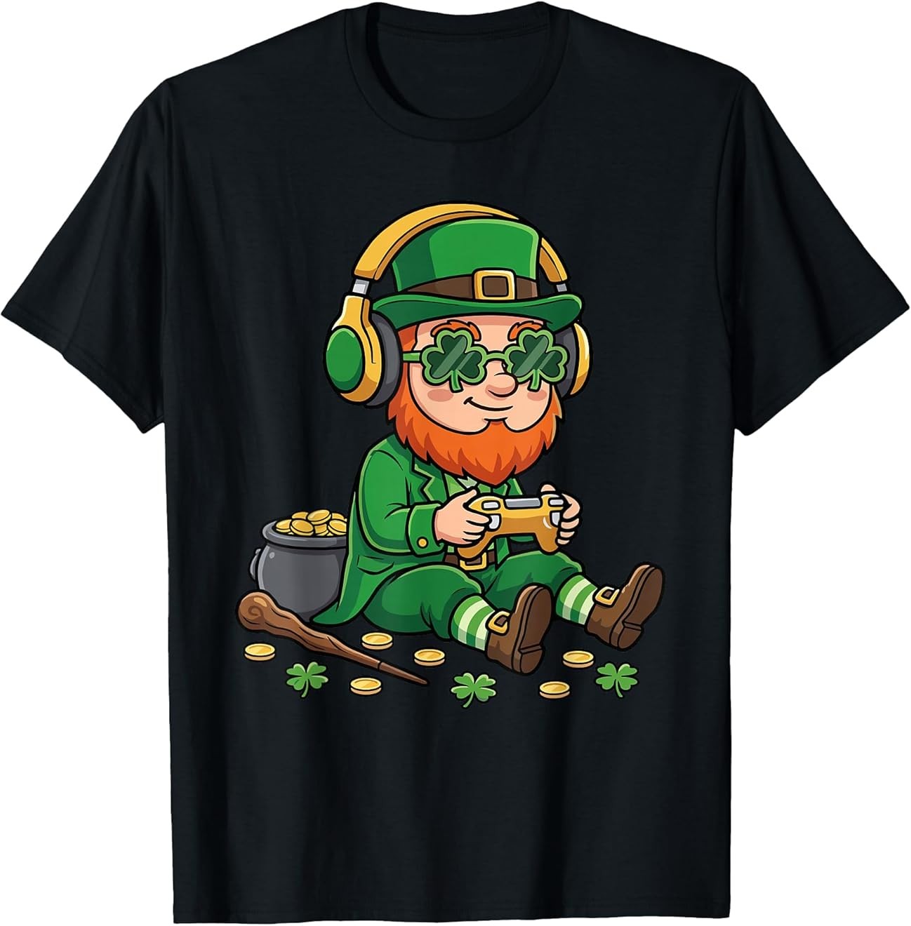 Video Games St. Patrick Gamer Funny St. Patricks Day T-Shirt XS-XL