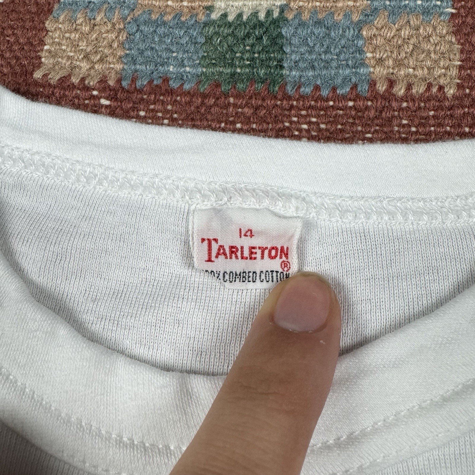 NEW Vintage 50s Tarleton Combed Cotton Workwear Blank White T-Shirt Size 14
