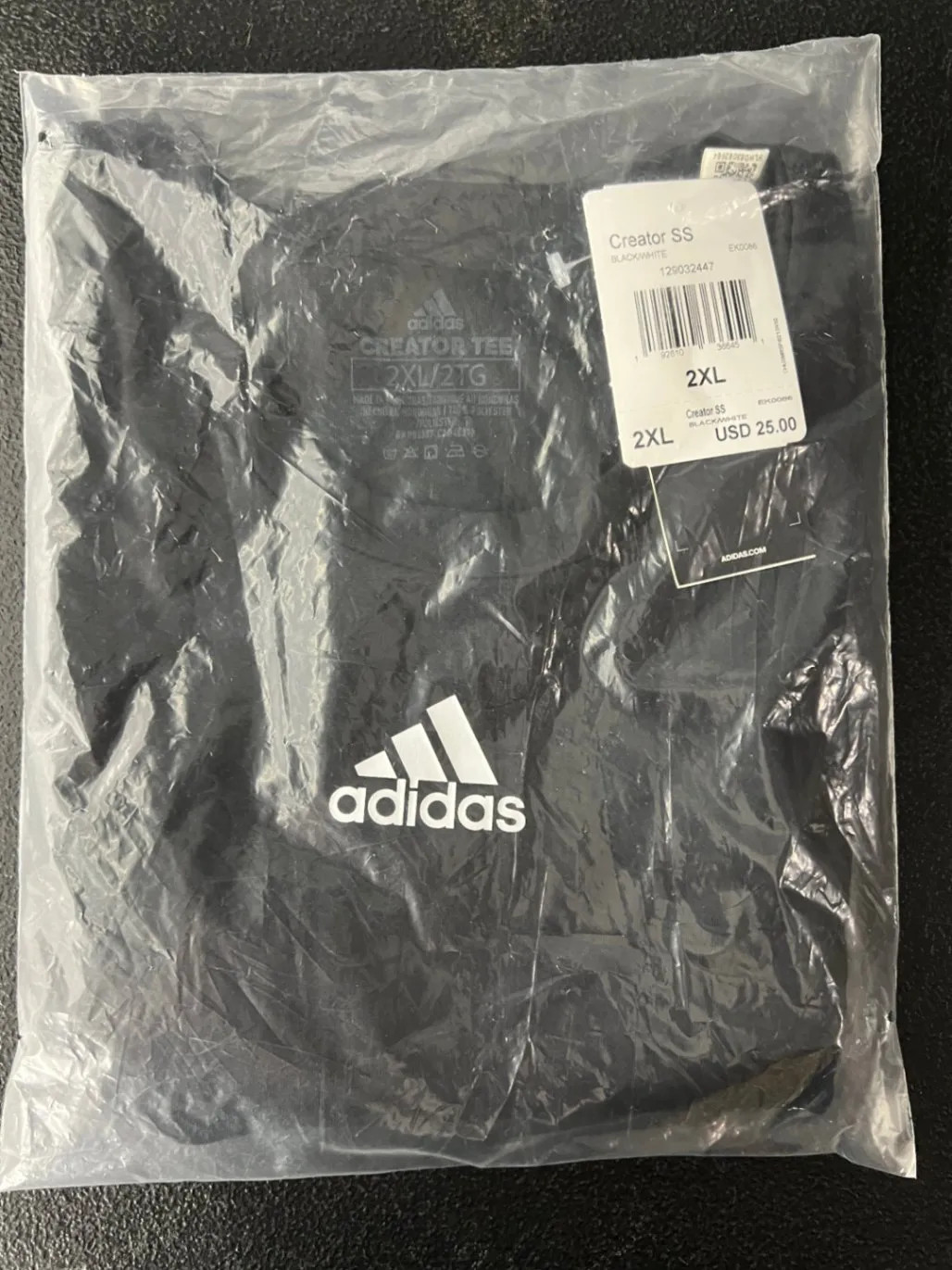 Adidas Creator SS T Shirt Black White 2XL Short Sleeve Cotton Gym Wear