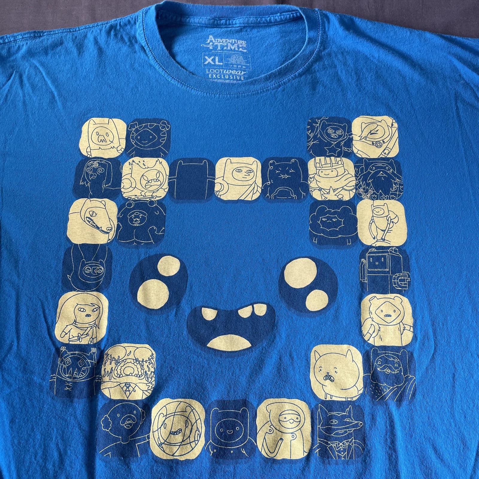Adventure Time Shirt Mens XL Blue Loot Wear Exclusive Cartoon Characters Tee