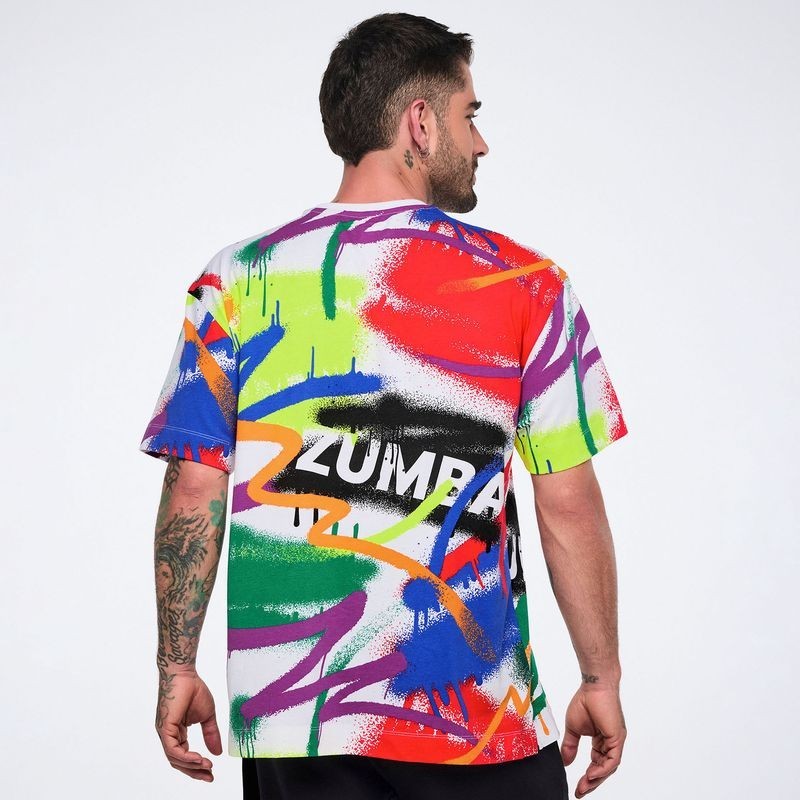 Zumba Pride Oversized Crew Neck Tee – White/Black (men’s sizing) ~ XS S M L XL