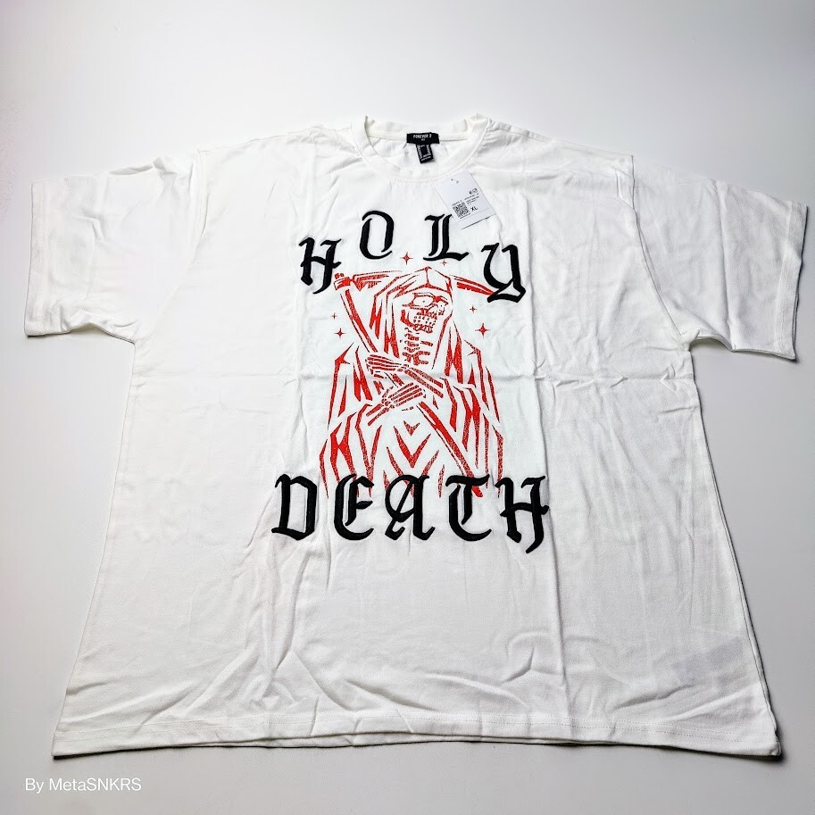 Forever 21 2XL Men’s T Shirt White Red Black Reaper Graphic Embroidered NWT