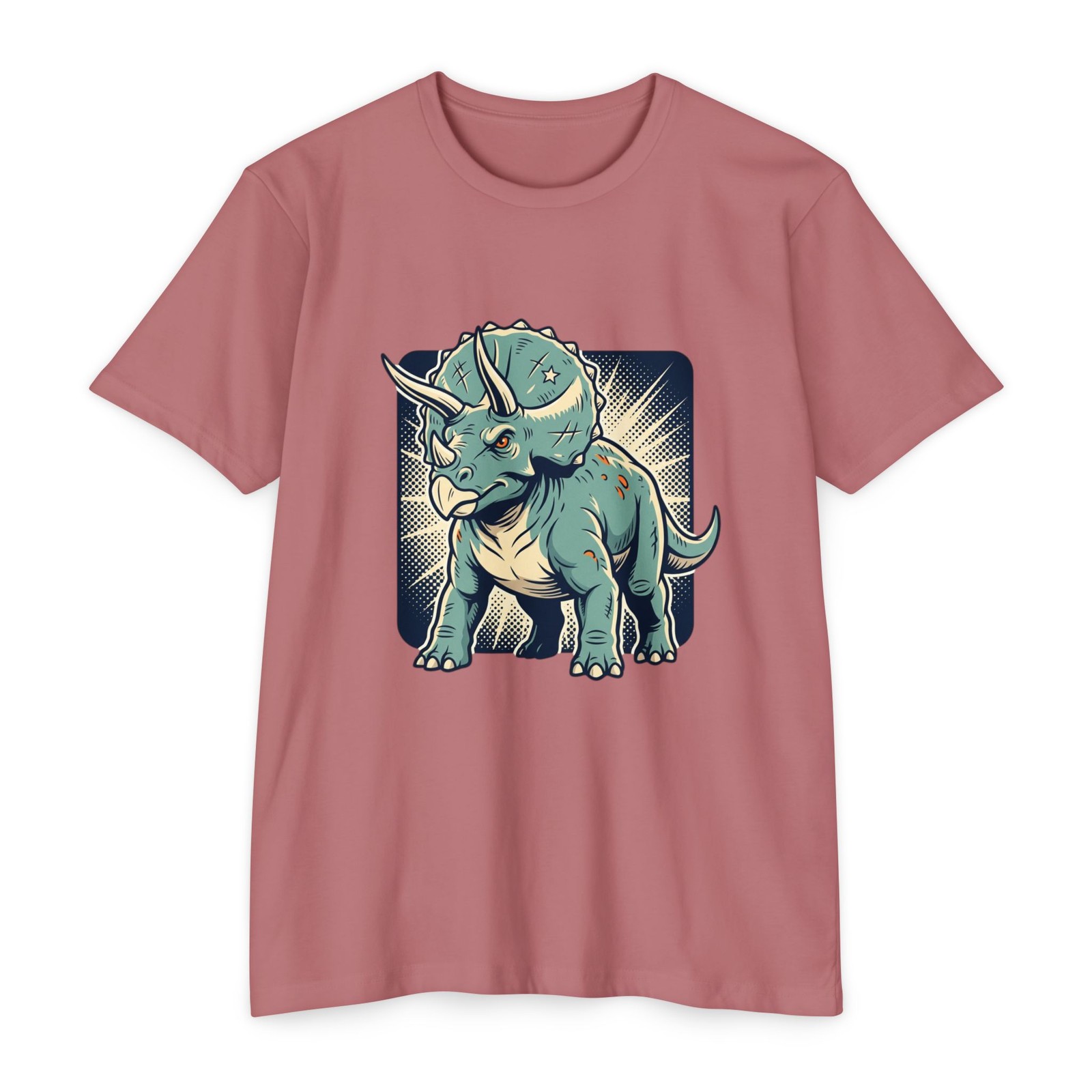 Green Triceratops Illustration T-shirt | Vintage Dino Tee