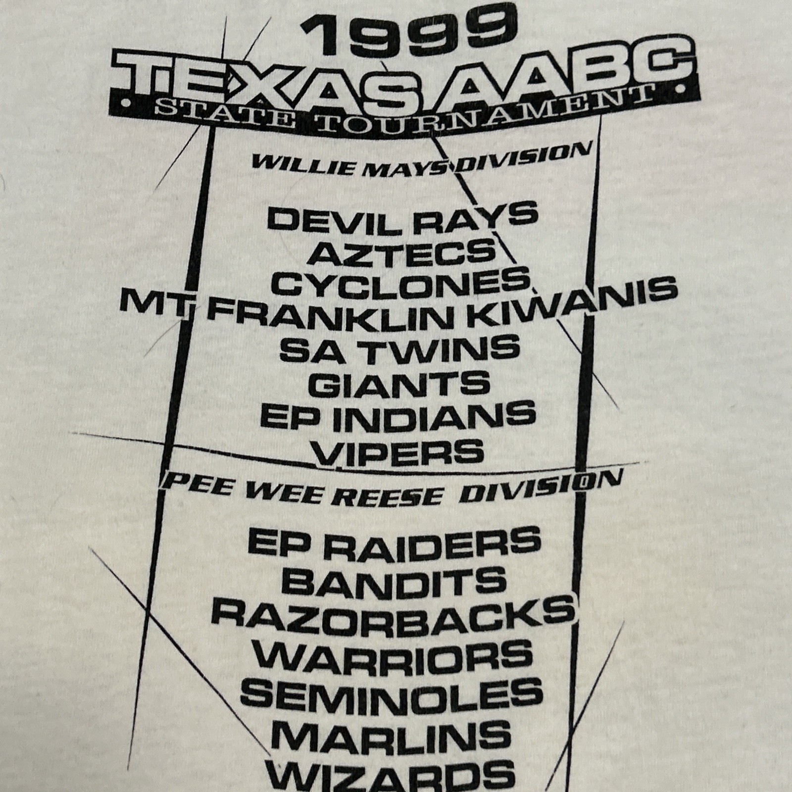 VTG Texas High School Sports T-shirt Baseball AABC Large White Hanes