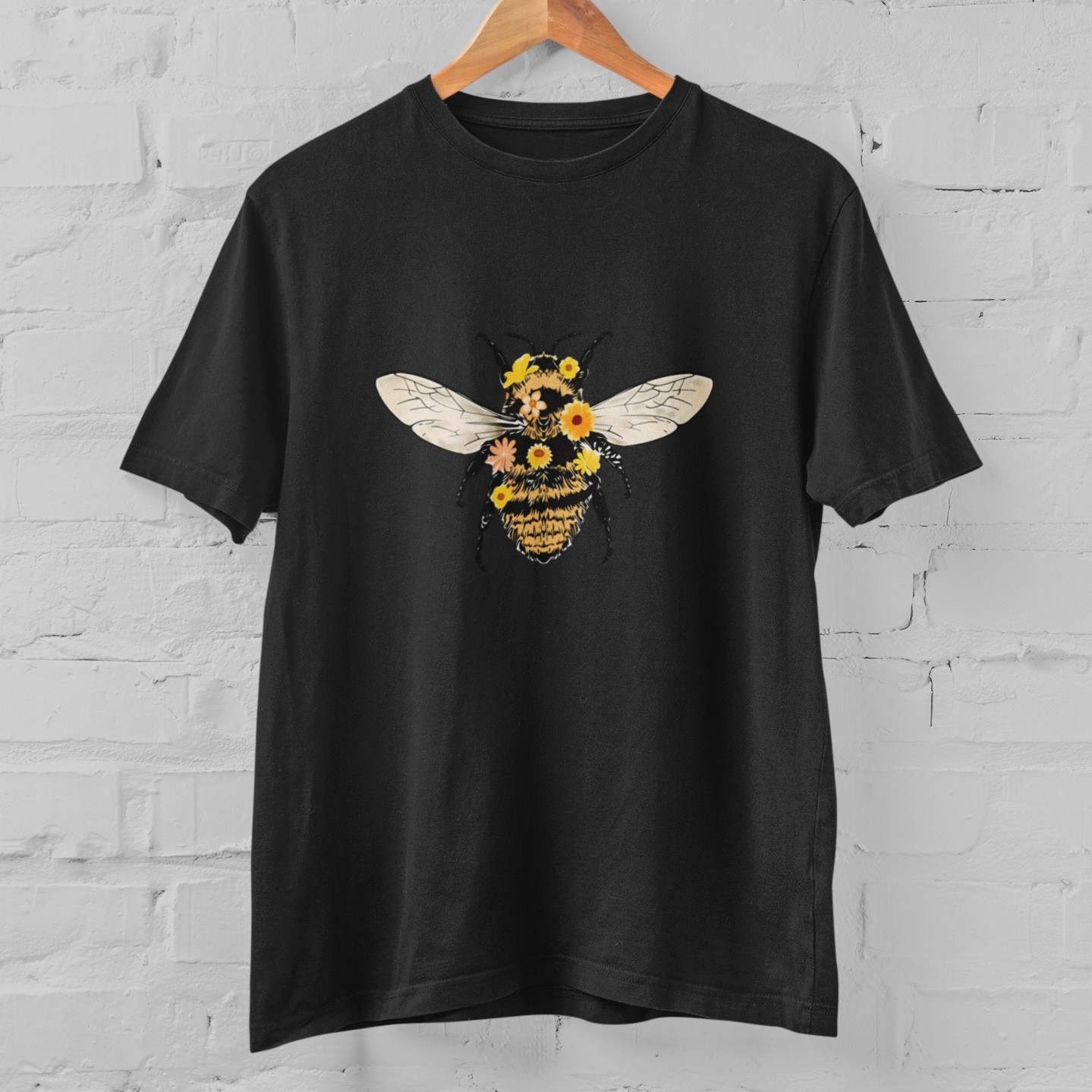 Floral Bee T Shirt Cute Bumble Bee Graphic Tee Nature Lover Gift Botanical Shirt