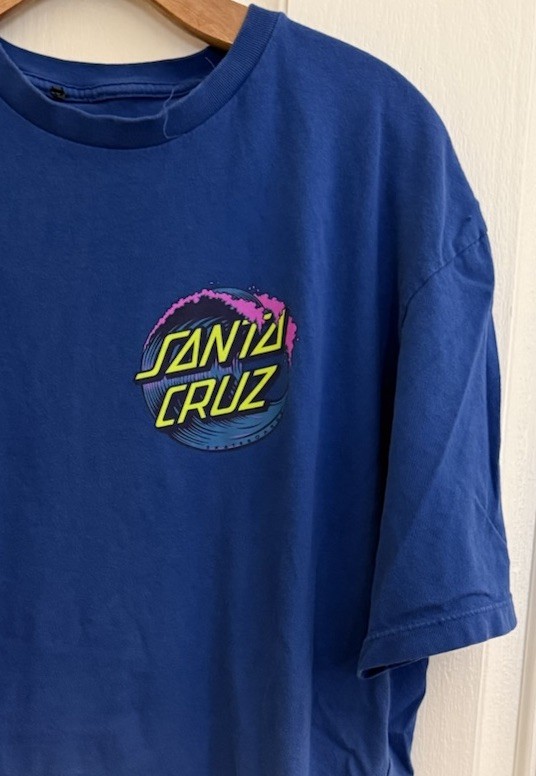 Santa Cruz Skateboards Dip Dye T-Shirt Blue Wave Dot Graphic Size M