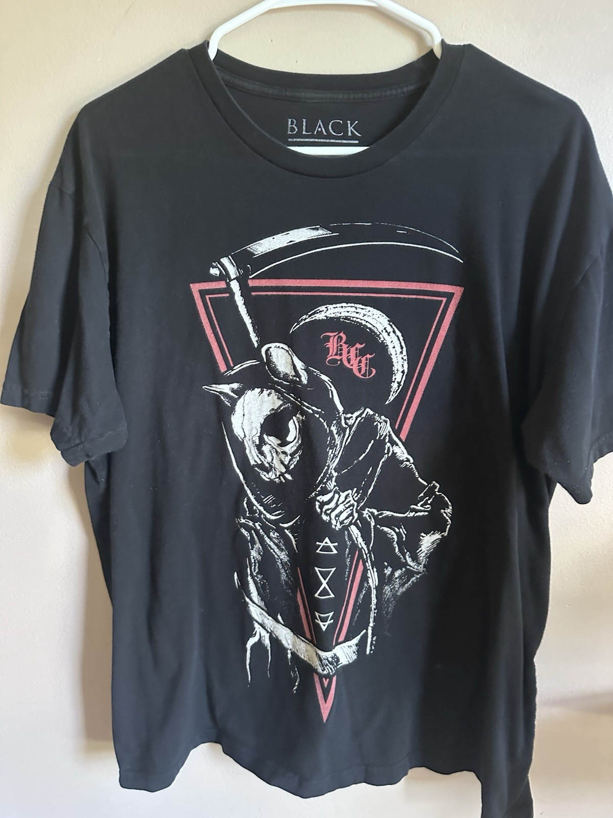 BlackCraft Cult Cat Skull Reaper with Scythe Black T-Shirt Size XL