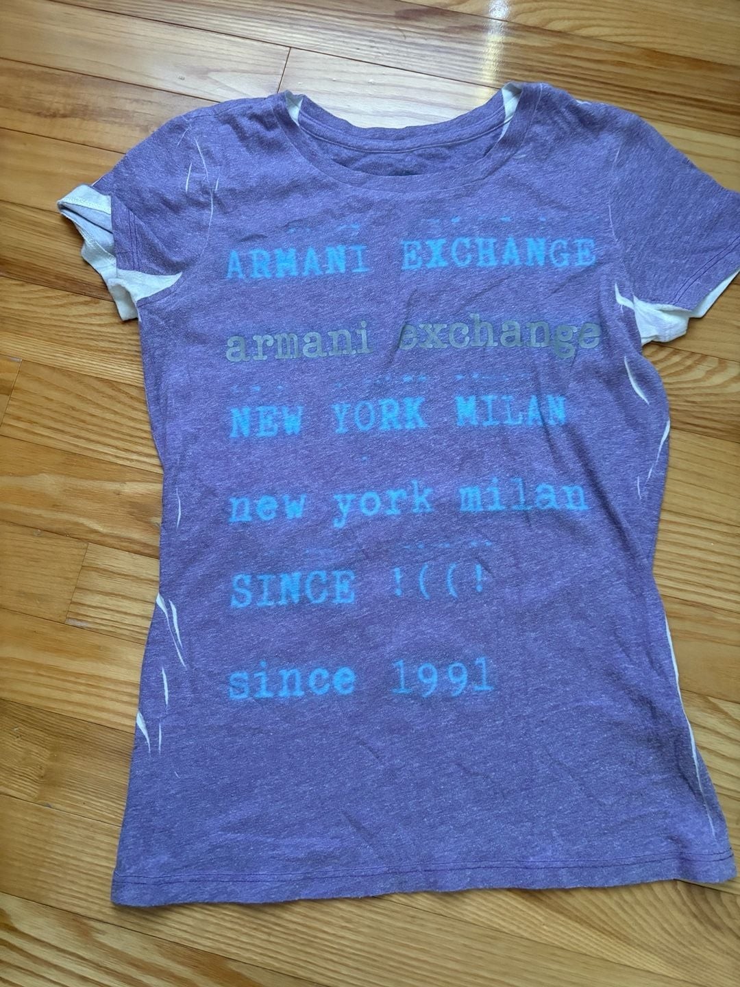 Armani Exchange Graphic Logo Short Sleeve T-Shirt Purple