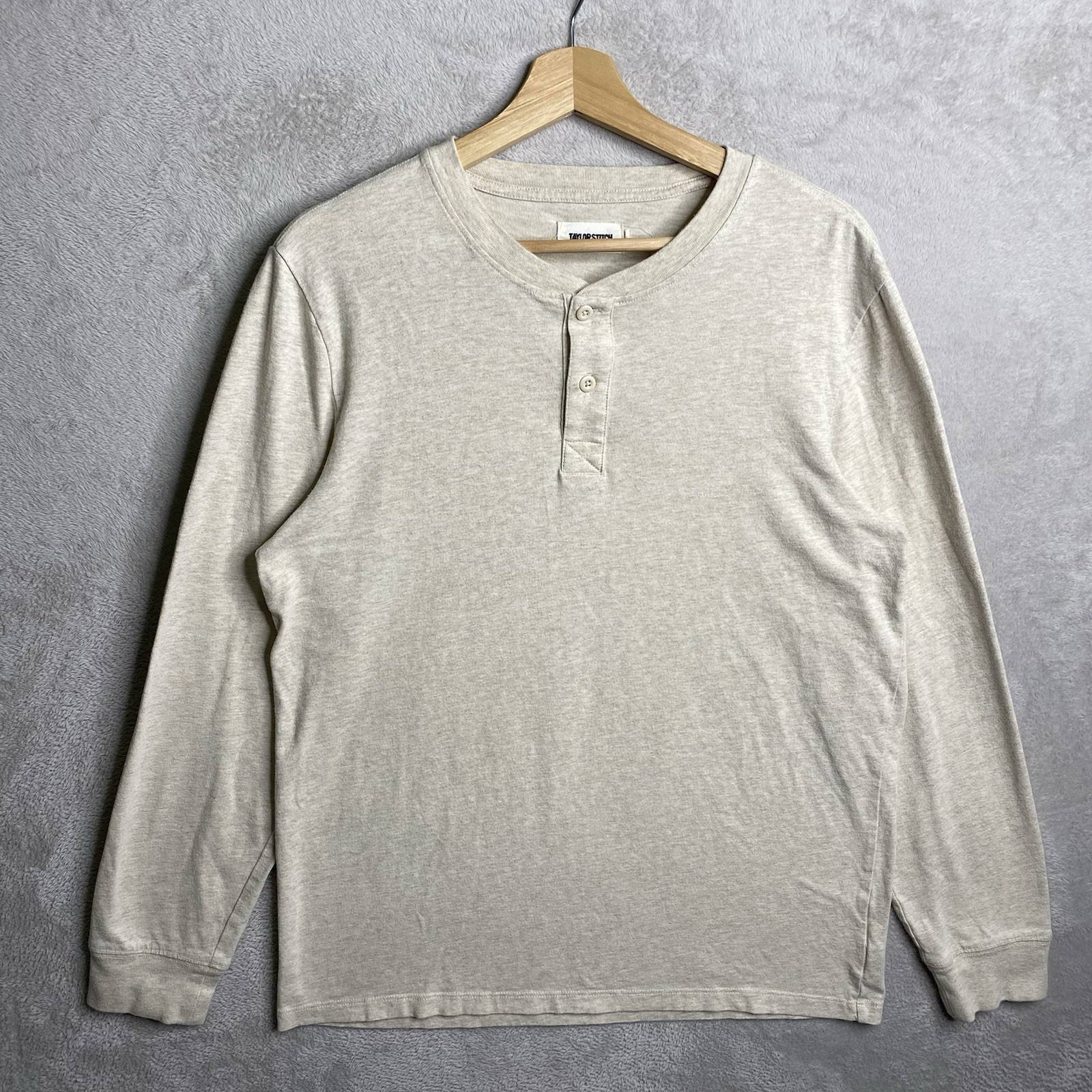 Taylor Stitch Men’s Beige Organic Cotton Long Sleeve Henley Shirt Size 40