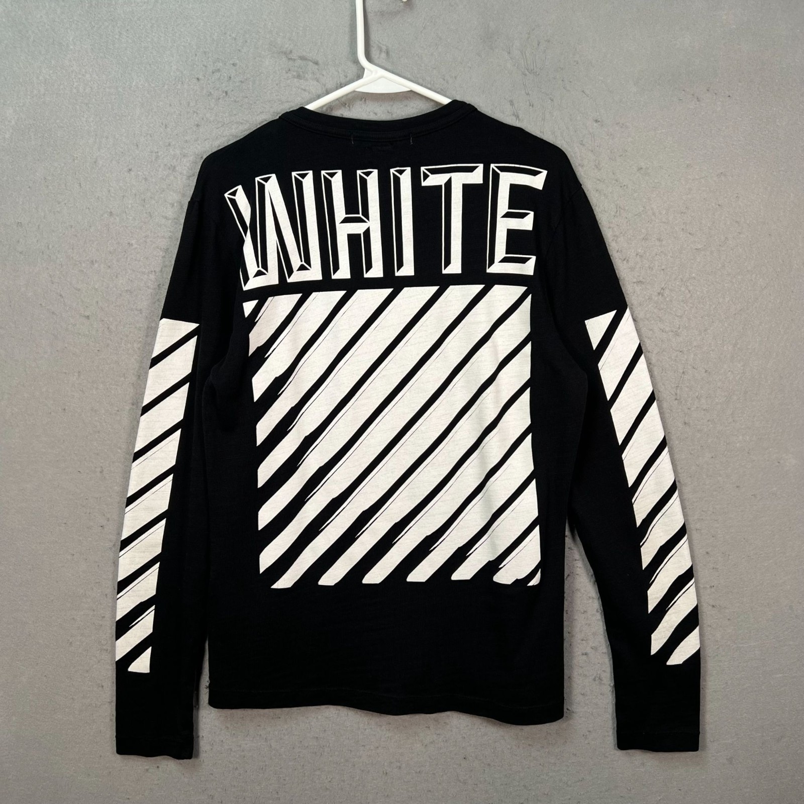 Off-White Mens Size Small Black Long Sleeve Graphic T-Shirt