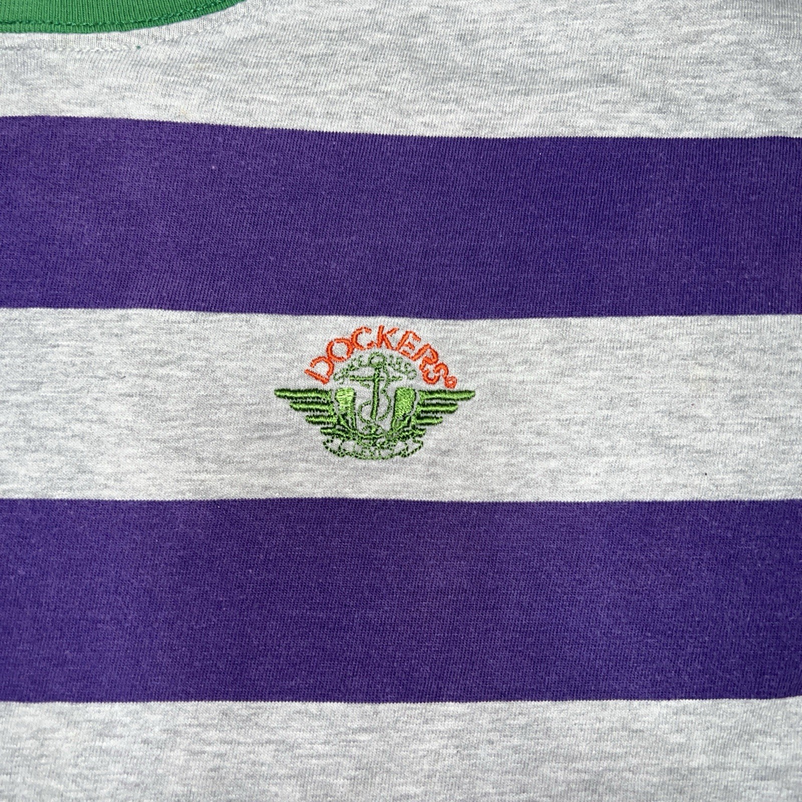 VTG 90s DOCKERS STRIPED EMBROIDERED T-SHIRT MEDIUM