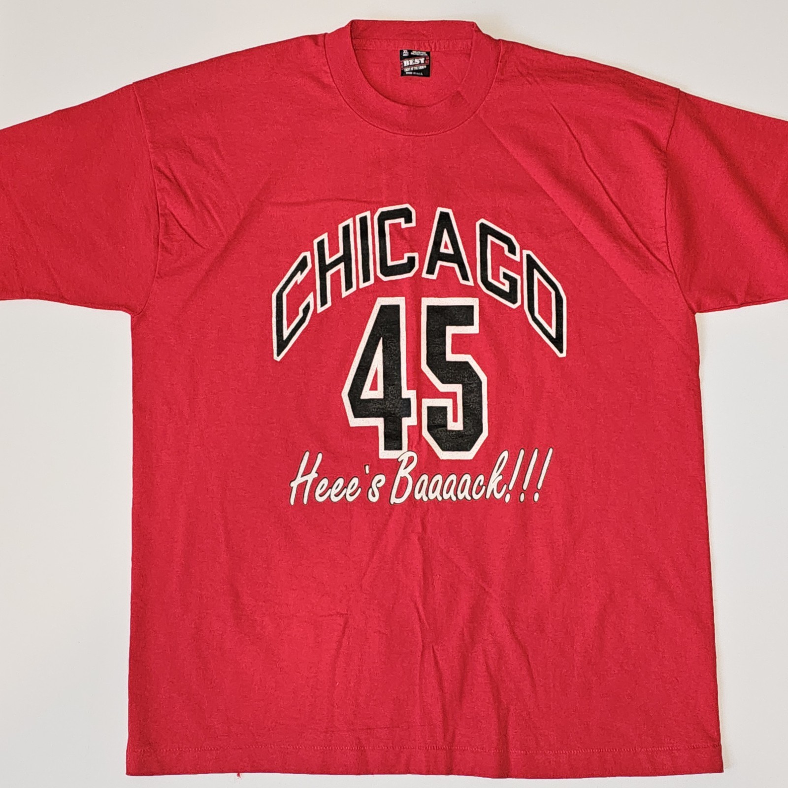 VTG 90s Chicago Bulls Michael Jordan Shirt Men’s X-Large Hes Back 45 Rap Tee