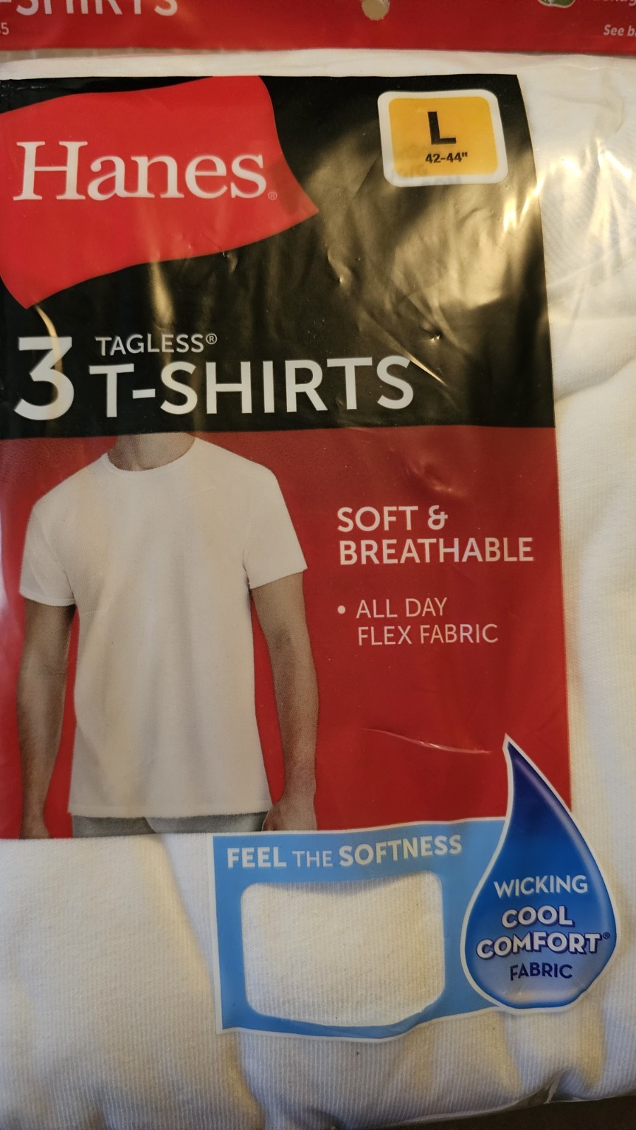 Hanes Men’s ComfortSoft Crewneck Undershirt White Pack of 3 SzL / tshirt / NEW