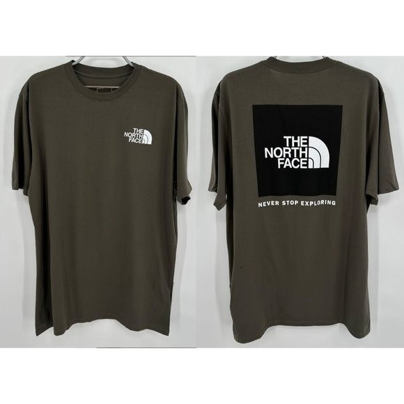 The North Face Men’s Short Sleeve Box Logo T-Shirt sz L Dark Green NSE Tee NWT