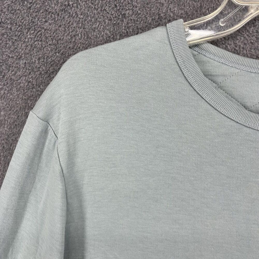 Frame Shirt Mens Medium Ice Blue Long Sleeve Quilted Back Crewneck LMTS0201