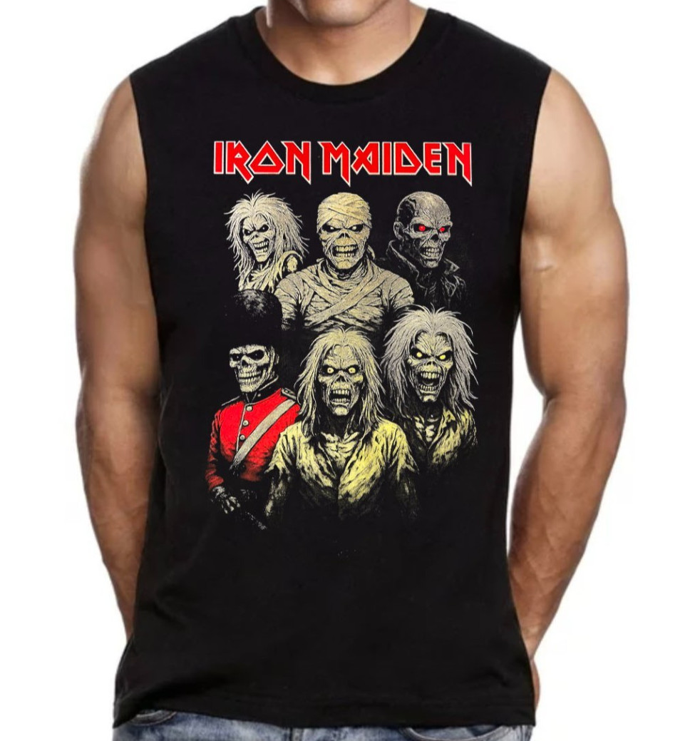 Iron Maiden 6 Eddies English Heavy Metal Band Men’s Black Muscle Shirt