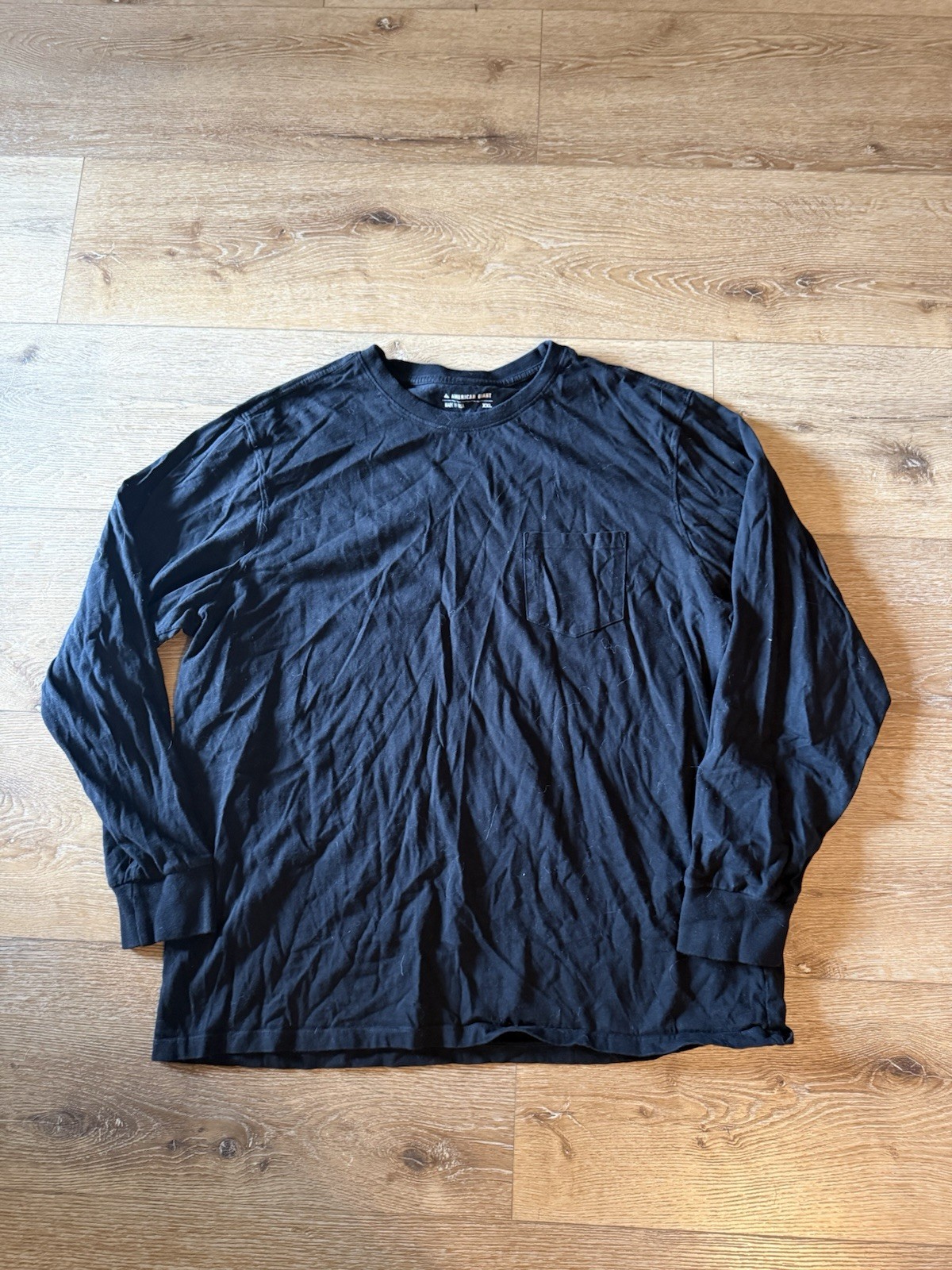 American Giant Mens 2XL Long Sleeve T Shirt Black Durable Cotton Made in USA