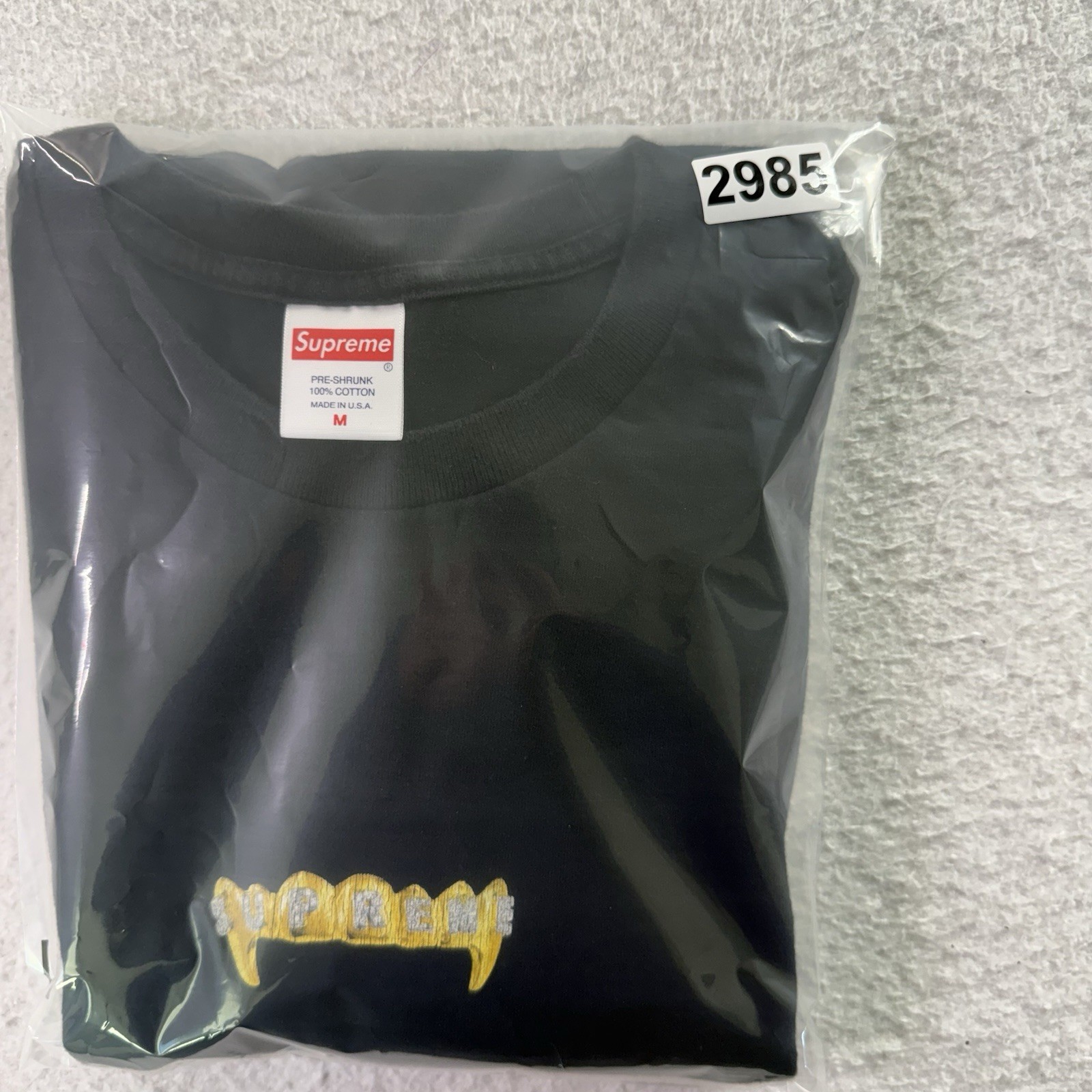 SUPREME SS19 Gold Grills Black Graphic T-Shirt MADE IN USA Adult Size Medium
