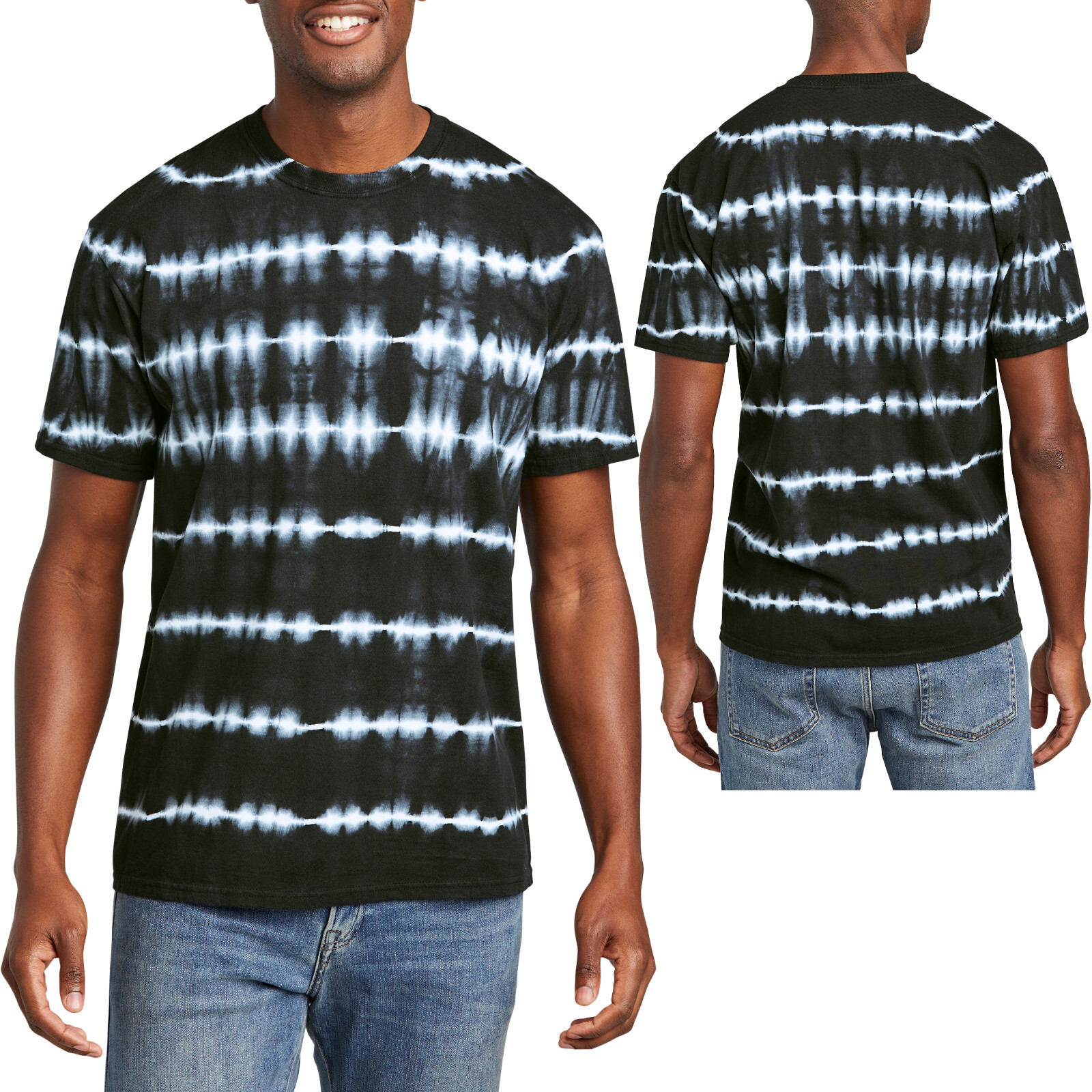 Mens Striped Tie Dye Tee Inky Hue Stripes Blank Tye Die T-Shirt Small – 4XL NEW!